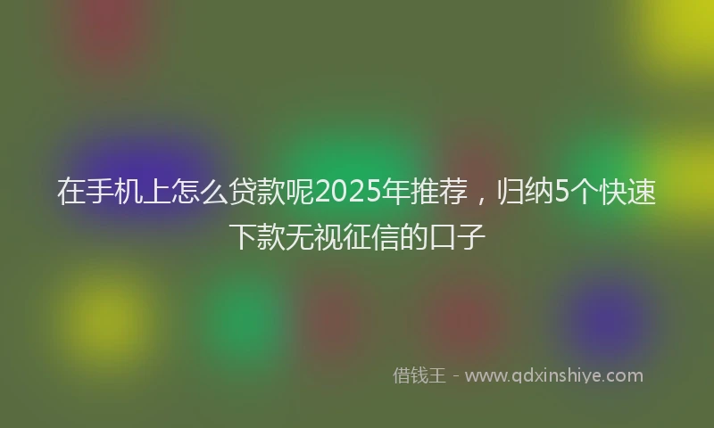 在手机上怎么贷款呢2025年推荐，归纳5个快速下款无视征信的口子