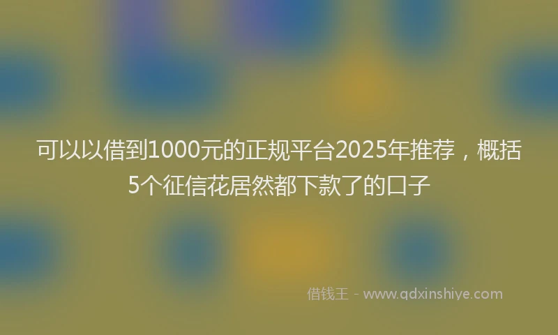 可以以借到1000元的正规平台2025年推荐，概括5个征信花居然都下款了的口子