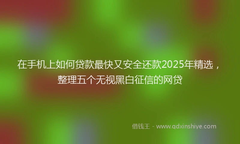 在手机上如何贷款最快又安全还款2025年精选，整理五个无视黑白征信的网贷