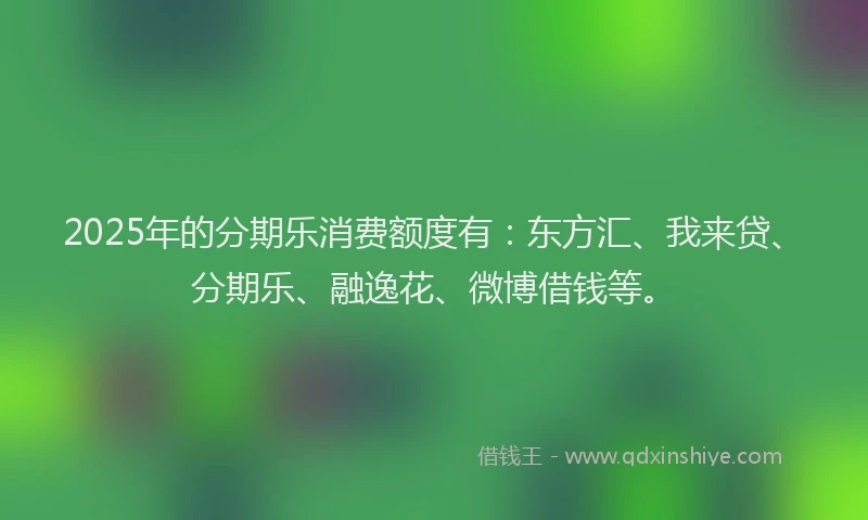 2025年的分期乐消费额度有：东方汇、我来贷、分期乐、融逸花、微博借钱等。