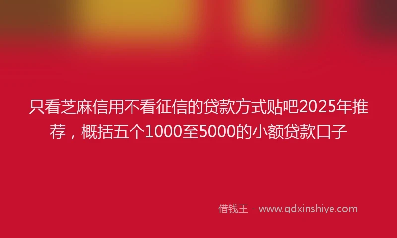 只看芝麻信用不看征信的贷款方式贴吧2025年推荐，概括五个1000至5000的小额贷款口子