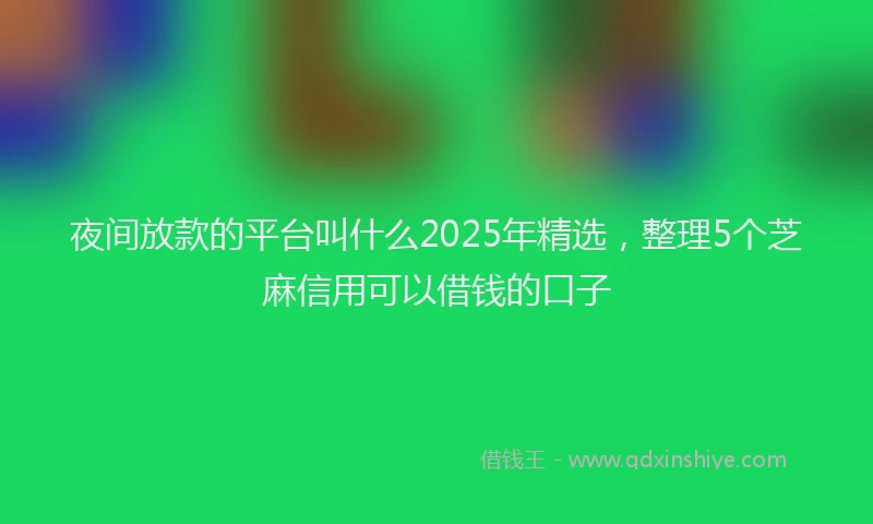 夜间放款的平台叫什么2025年精选，整理5个芝麻信用可以借钱的口子
