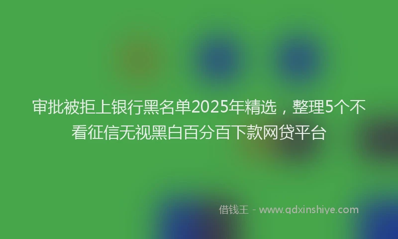 审批被拒上银行黑名单2025年精选，整理5个不看征信无视黑白百分百下款网贷平台