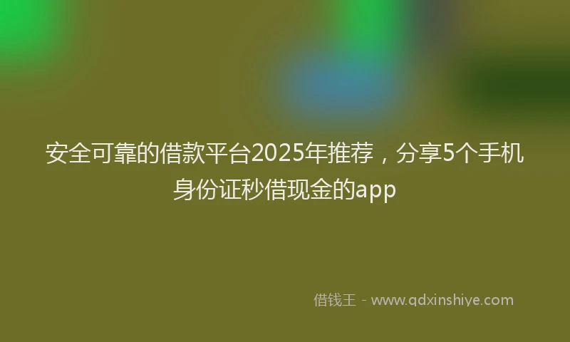 安全可靠的借款平台2025年推荐，分享5个手机身份证秒借现金的app