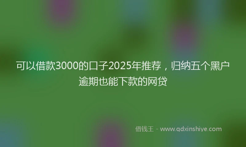 可以借款3000的口子2025年推荐，归纳五个黑户逾期也能下款的网贷