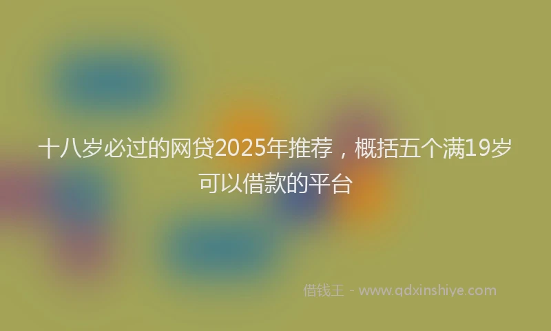 十八岁必过的网贷2025年推荐，概括五个满19岁可以借款的平台