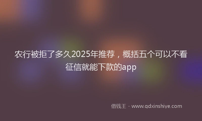 农行被拒了多久2025年推荐，概括五个可以不看征信就能下款的app