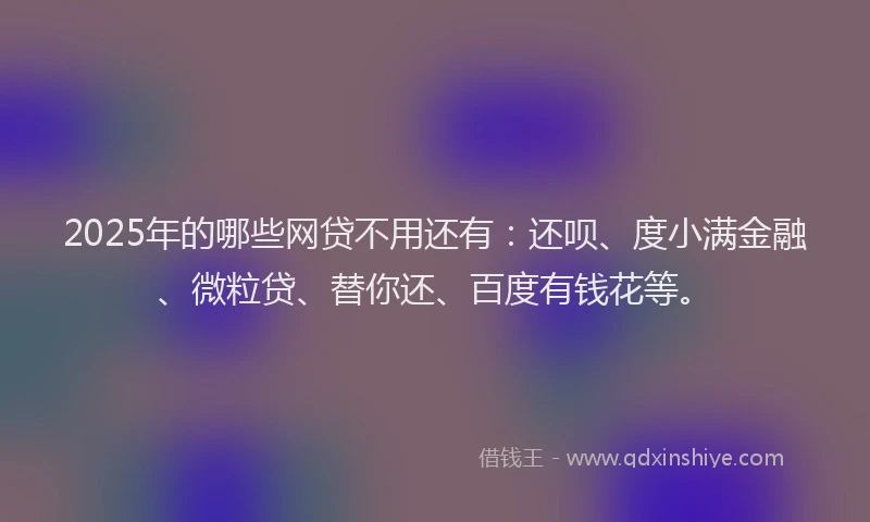 2025年的哪些网贷不用还有：还呗、度小满金融、微粒贷、替你还、百度有钱花等。