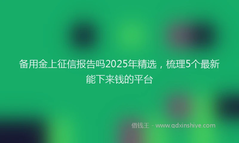 备用金上征信报告吗2025年精选，梳理5个最新能下来钱的平台