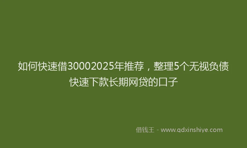 如何快速借30002025年推荐，整理5个无视负债快速下款长期网贷的口子