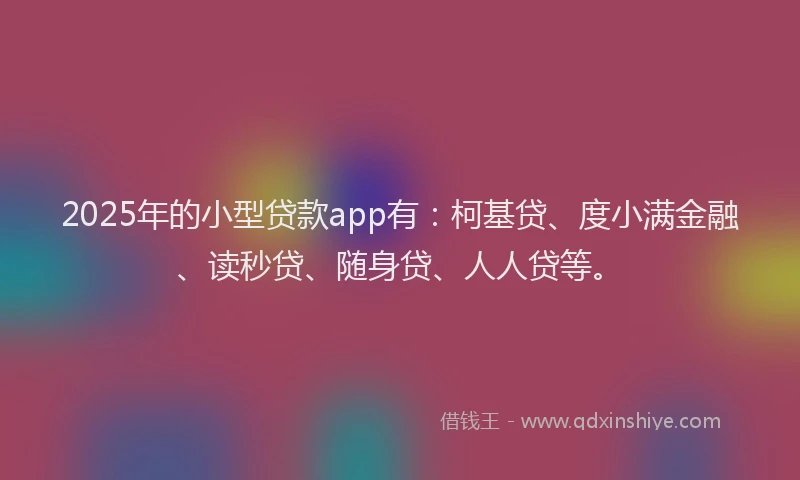 2025年的小型贷款app有：柯基贷、度小满金融、读秒贷、随身贷、人人贷等。