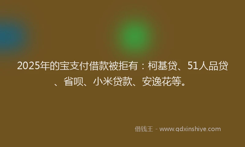 2025年的宝支付借款被拒有：柯基贷、51人品贷、省呗、小米贷款、安逸花等。