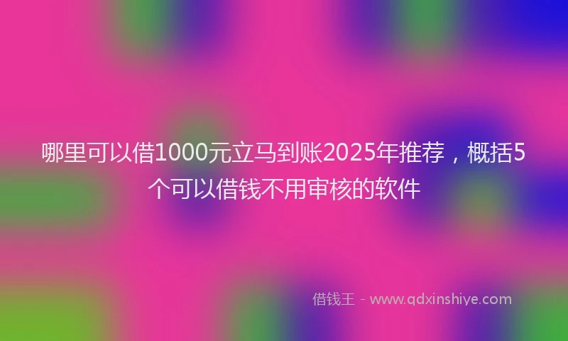哪里可以借1000元立马到账2025年推荐，概括5个可以借钱不用审核的软件