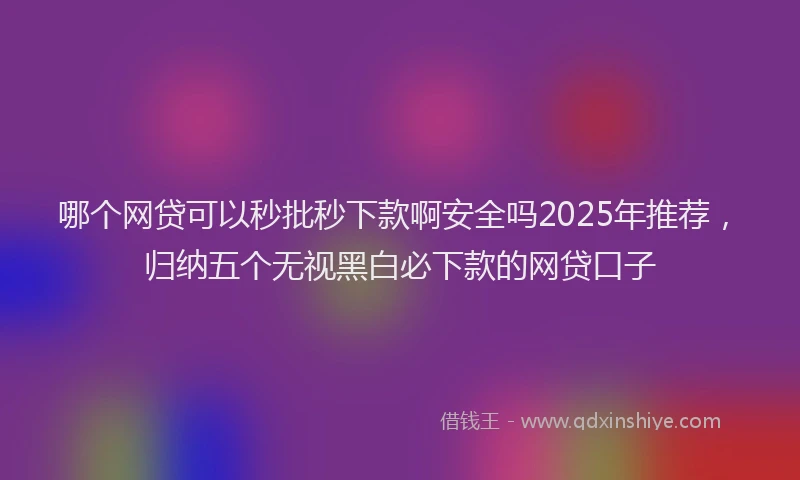 哪个网贷可以秒批秒下款啊安全吗2025年推荐，归纳五个无视黑白必下款的网贷口子
