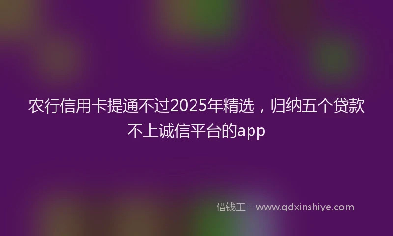 农行信用卡提通不过2025年精选，归纳五个贷款不上诚信平台的app
