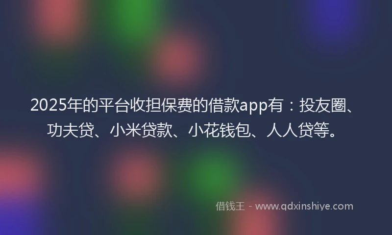 2025年的平台收担保费的借款app有：投友圈、功夫贷、小米贷款、小花钱包、人人贷等。