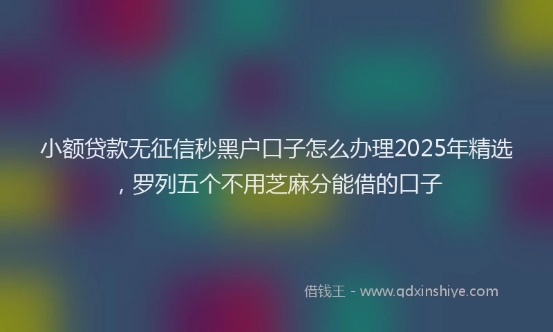 小额贷款无征信秒黑户口子怎么办理2025年精选，罗列五个不用芝麻分能借的口子
