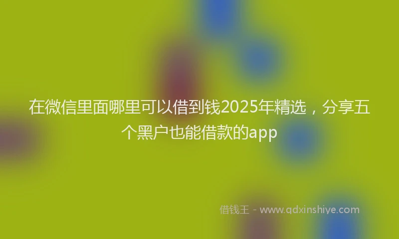 在微信里面哪里可以借到钱2025年精选，分享五个黑户也能借款的app