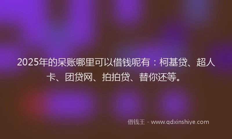 2025年的呆账哪里可以借钱呢有：柯基贷、超人卡、团贷网、拍拍贷、替你还等。