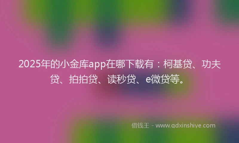 2025年的小金库app在哪下载有：柯基贷、功夫贷、拍拍贷、读秒贷、e微贷等。