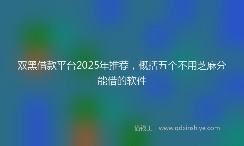 双黑借款平台2025年推荐，概括五个不用芝麻分能借的软件