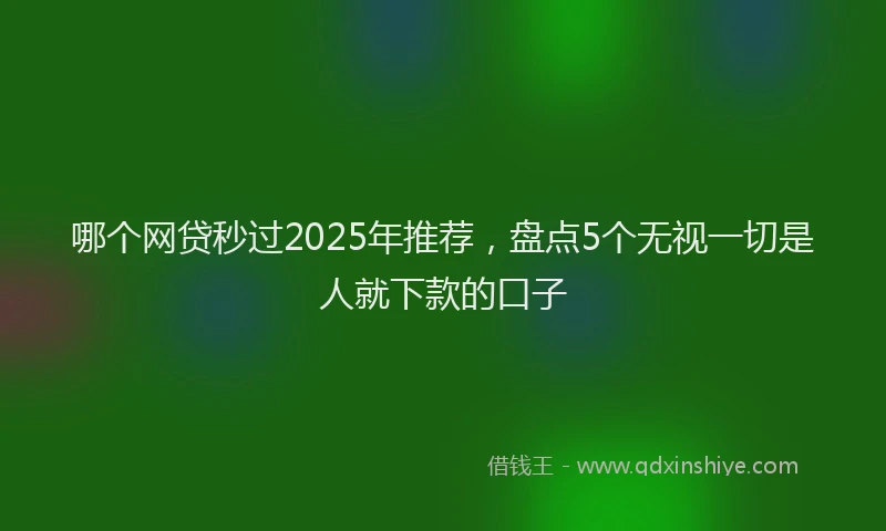 哪个网贷秒过2025年推荐，盘点5个无视一切是人就下款的口子