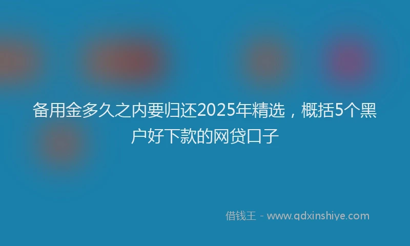 备用金多久之内要归还2025年精选，概括5个黑户好下款的网贷口子