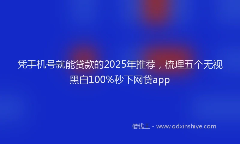 凭手机号就能贷款的2025年推荐，梳理五个无视黑白100%秒下网贷app