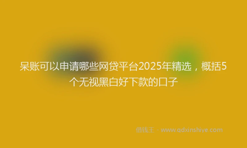 呆账可以申请哪些网贷平台2025年精选，概括5个无视黑白好下款的口子