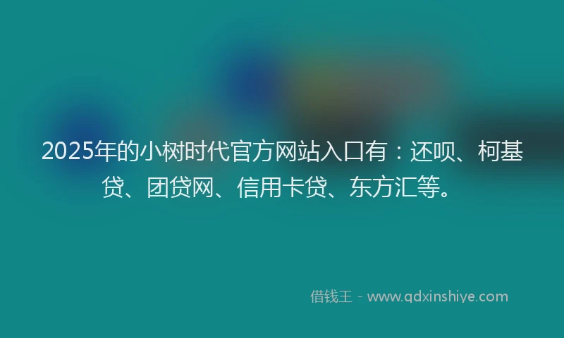 2025年的小树时代官方网站入口有：还呗、柯基贷、团贷网、信用卡贷、东方汇等。