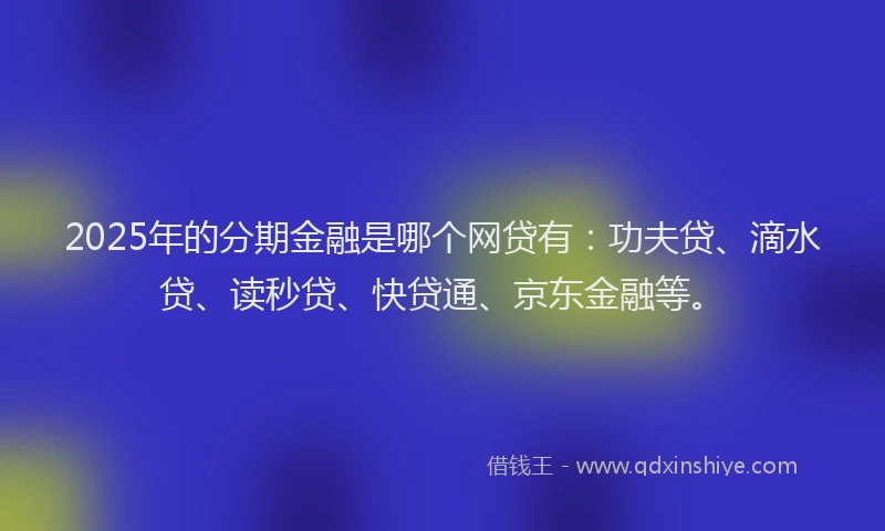 2025年的分期金融是哪个网贷有：功夫贷、滴水贷、读秒贷、快贷通、京东金融等。