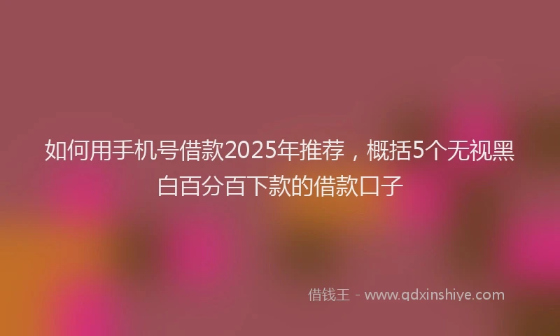 如何用手机号借款2025年推荐，概括5个无视黑白百分百下款的借款口子