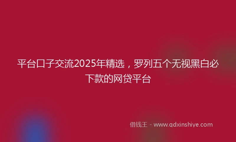平台口子交流2025年精选，罗列五个无视黑白必下款的网贷平台