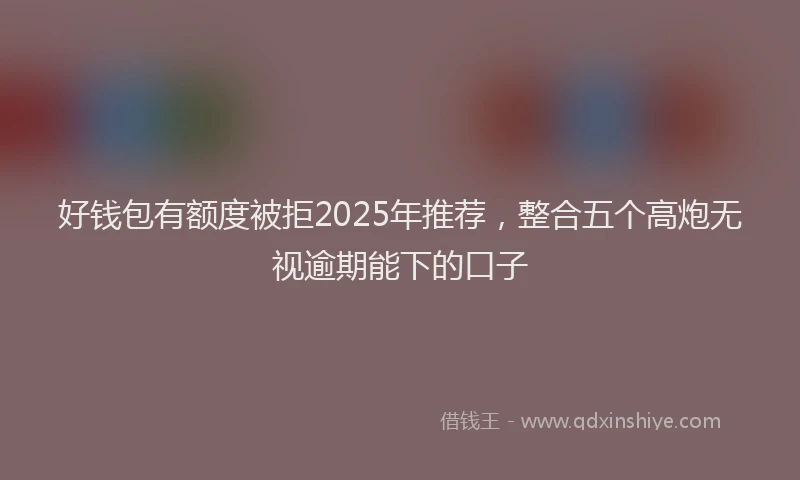 好钱包有额度被拒2025年推荐，整合五个高炮无视逾期能下的口子