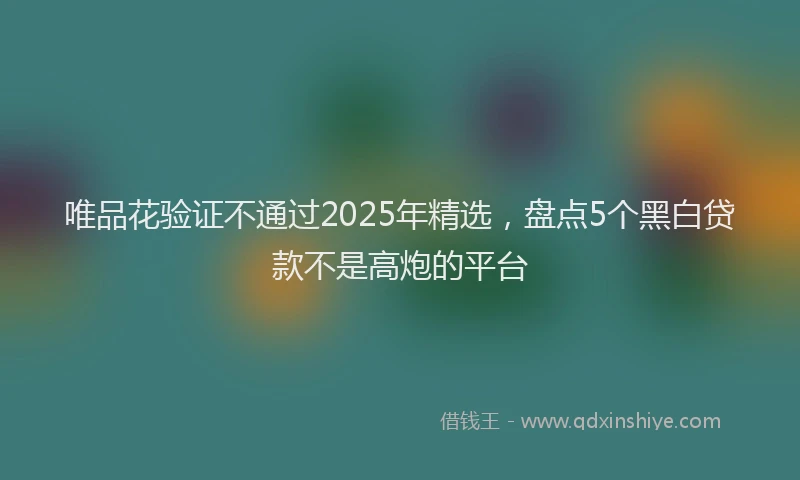 唯品花验证不通过2025年精选，盘点5个黑白贷款不是高炮的平台