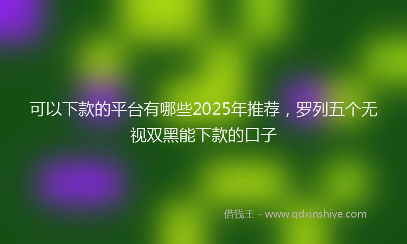 可以下款的平台有哪些2025年推荐，罗列五个无视双黑能下款的口子