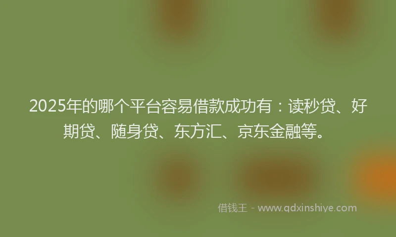 2025年的哪个平台容易借款成功有：读秒贷、好期贷、随身贷、东方汇、京东金融等。