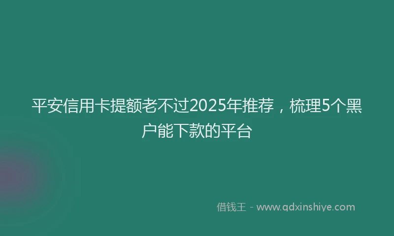 平安信用卡提额老不过2025年推荐，梳理5个黑户能下款的平台