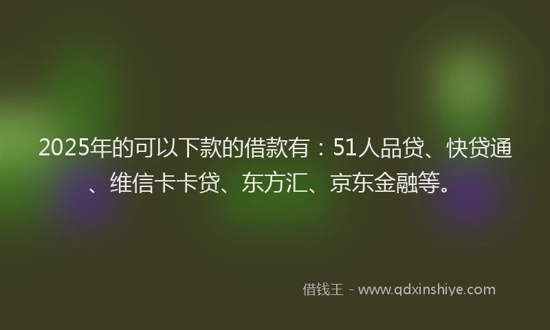2025年的可以下款的借款有：51人品贷、快贷通、维信卡卡贷、东方汇、京东金融等。