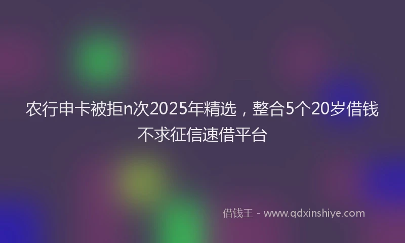 农行申卡被拒n次2025年精选，整合5个20岁借钱不求征信速借平台