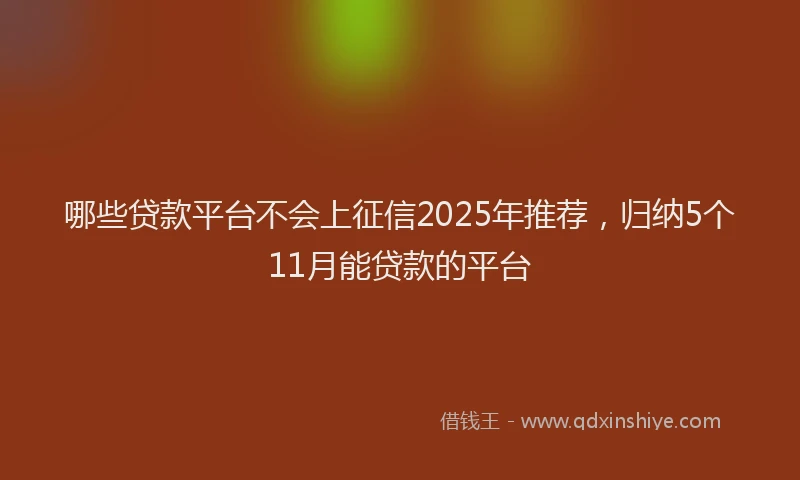 哪些贷款平台不会上征信2025年推荐，归纳5个11月能贷款的平台