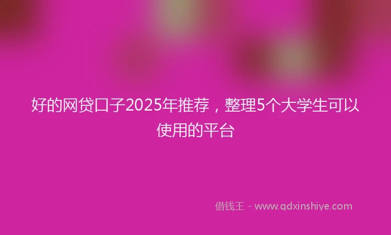好的网贷口子2025年推荐，整理5个大学生可以使用的平台