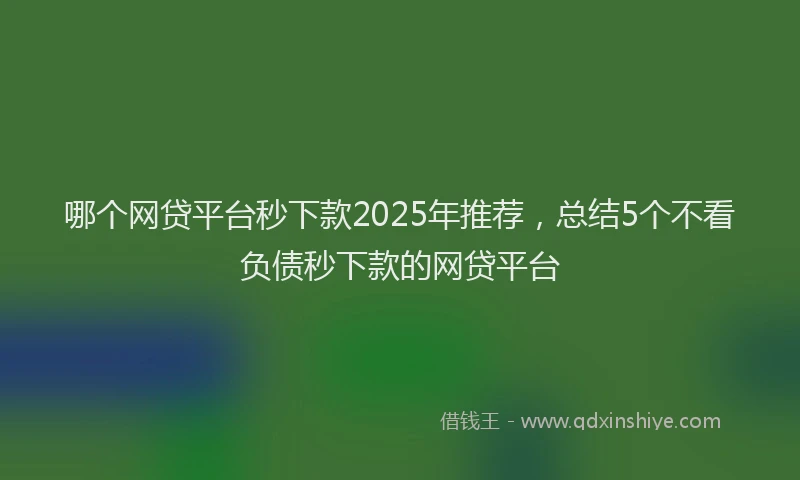 哪个网贷平台秒下款2025年推荐，总结5个不看负债秒下款的网贷平台