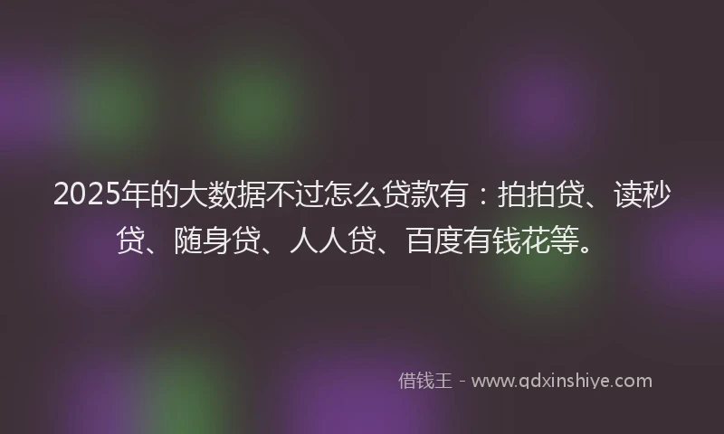 2025年的大数据不过怎么贷款有：拍拍贷、读秒贷、随身贷、人人贷、百度有钱花等。
