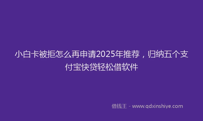 小白卡被拒怎么再申请2025年推荐，归纳五个支付宝快贷轻松借软件