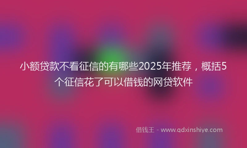 小额贷款不看征信的有哪些2025年推荐，概括5个征信花了可以借钱的网贷软件