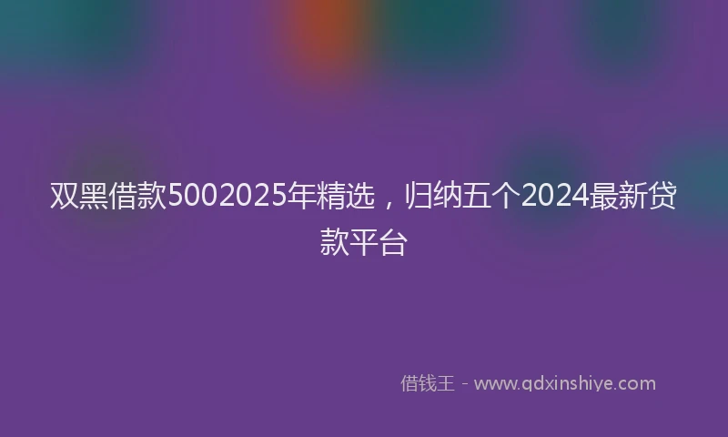 双黑借款5002025年精选，归纳五个2024最新贷款平台