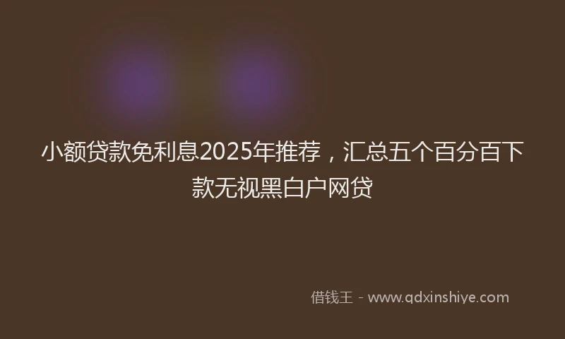 小额贷款免利息2025年推荐，汇总五个百分百下款无视黑白户网贷