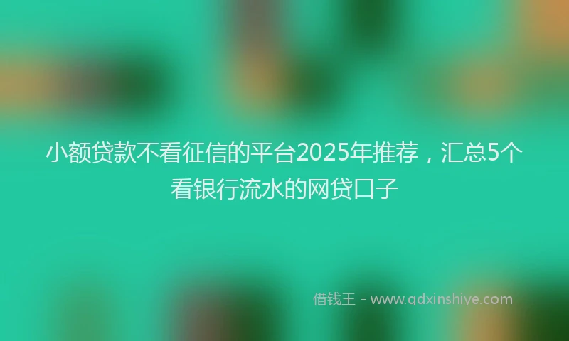 小额贷款不看征信的平台2025年推荐，汇总5个看银行流水的网贷口子