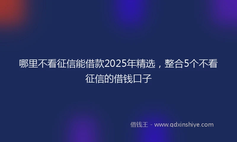哪里不看征信能借款2025年精选，整合5个不看征信的借钱口子